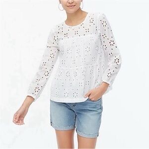 J. Crew White Eyelet Blouse